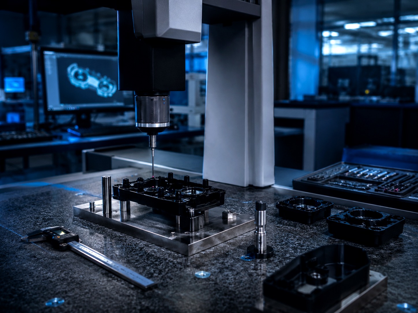 Project files reviewed on a high-tech inspection workstation